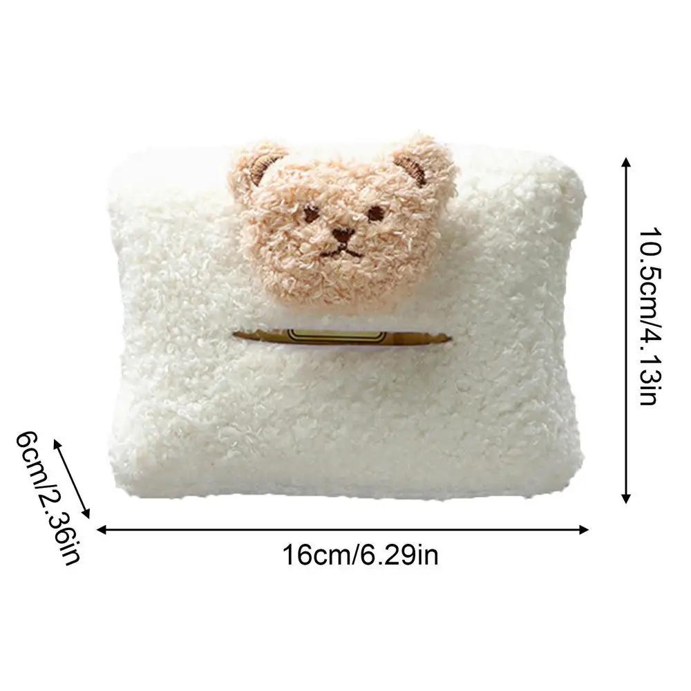 Cute Cartoon Plush Bear Car Headrest Tissue Box Case Paper Tower Holder Auto Visor Hanging Organizer Styling Car Accessories