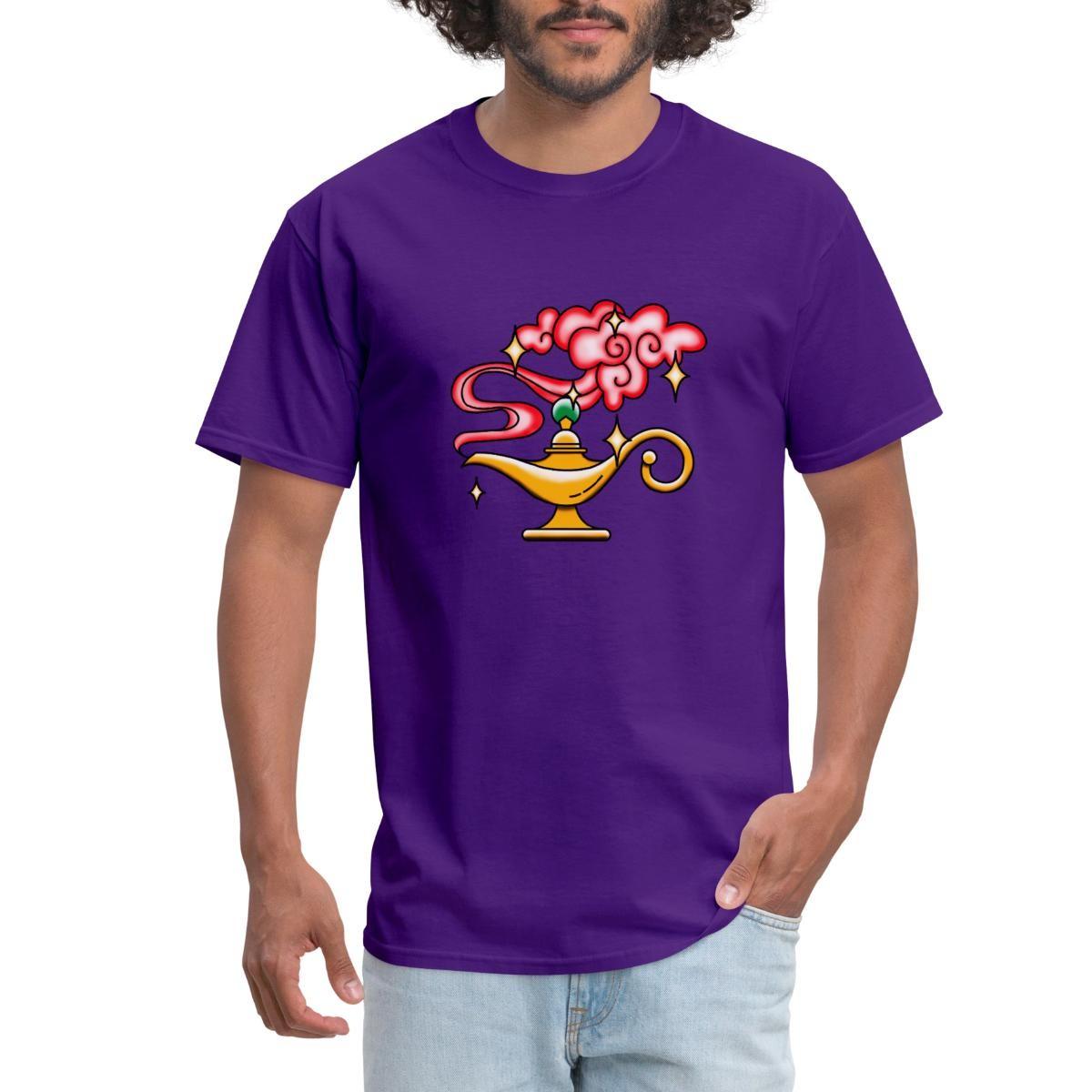 Genie Lamp With Red Smoke | Mystical Aura Men s T-Shirt L