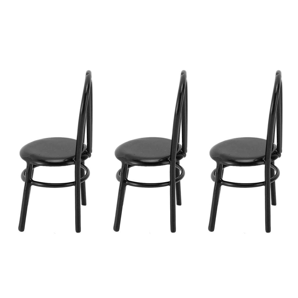 3 STK Miniatur Stühle 1:12 Maßstab Puppenhaus Rückenlehne Stuhl Metall Möbel Modell für Puppenhaus