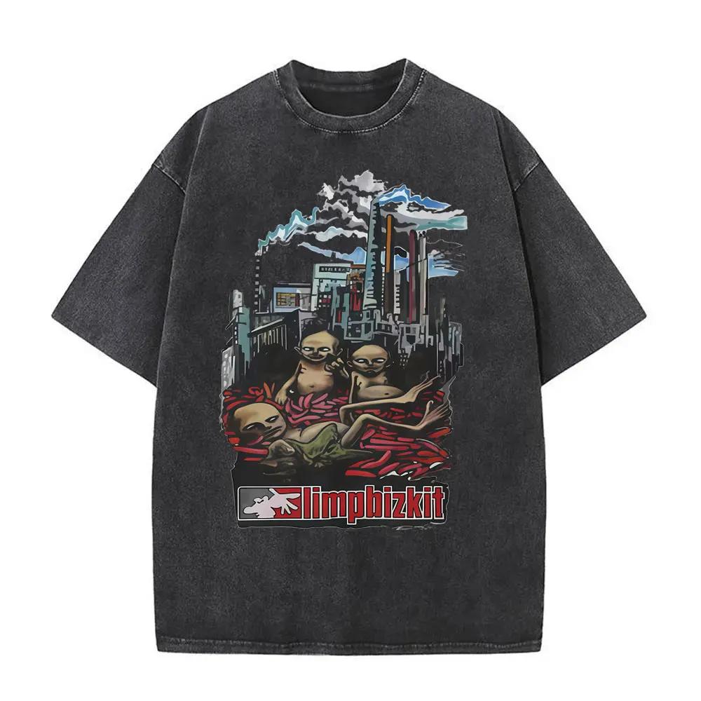 MXL Magliette Unisex Lavate Vintage Rock Band Limp Bizkit Stampa Significant Other Hip Hop Retro Oversize Manica Corta