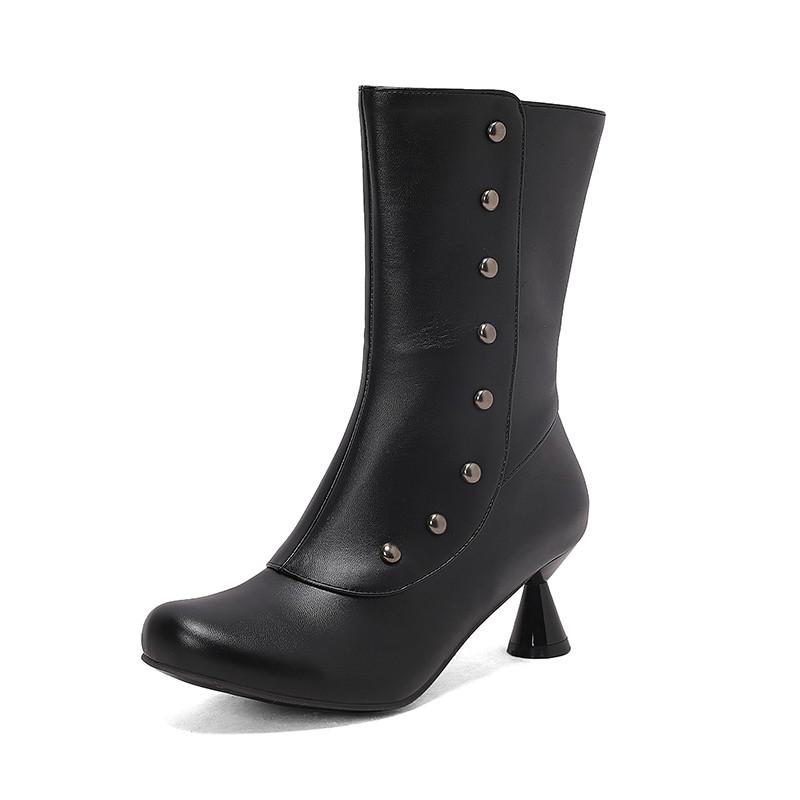 

Женские короткие сапоги на высоком каблуке, осень-зима, новые, подходящие по цвету, короткие сапоги большого размера 34 чёрный