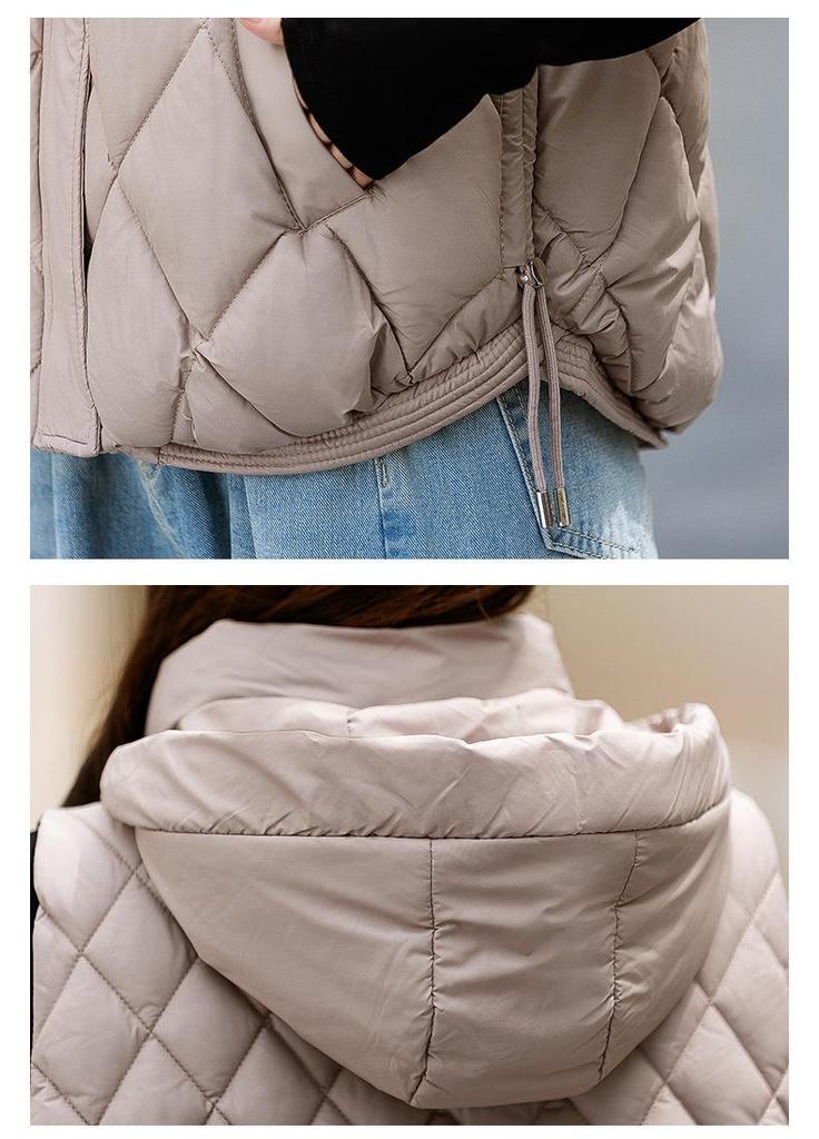 Gilet Trapuntato con Cappuccio Dimagrante Taglie Forti da Donna - Stile Coreano Autunno/Inverno 2025 Cotone Piumino