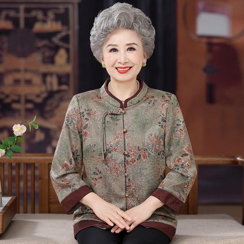 

Women s Plus Size Tang Suit: Stylish Autumn Loose-Fit Grandma Shirt 3XL (120-135 jin)