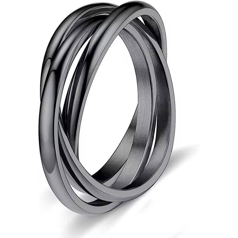 Three Worlds Titanium Steel Couple Ring for Women: Luxurious Modern Style with European and American Influence