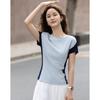 Dermana Women's Summer Slim Fit Color-Block T-shirt