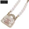 B24S ABD331 Bag Motif CC Logos Pearl Chain Necklace Light goldUsed