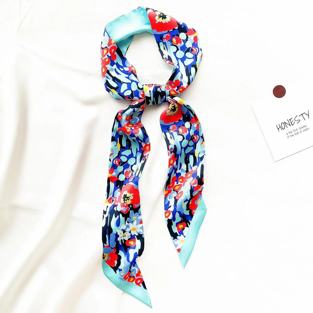 130CM Nova Versão Coreana Fresca E Estilo Original Flor Pássaro Decoração Feminina Fita Faixa de Cabelo Lenço Pequeno Lenço de Pescoço