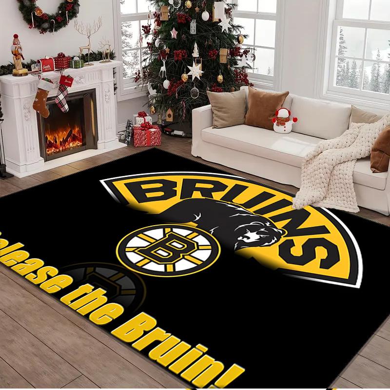 Boston Bruins Rug Area rug for Livingroom, Bedroom, Palyroom, Chair Rug, Office Rug, Floor mat, Large Size Fan Christmas Birthday gift