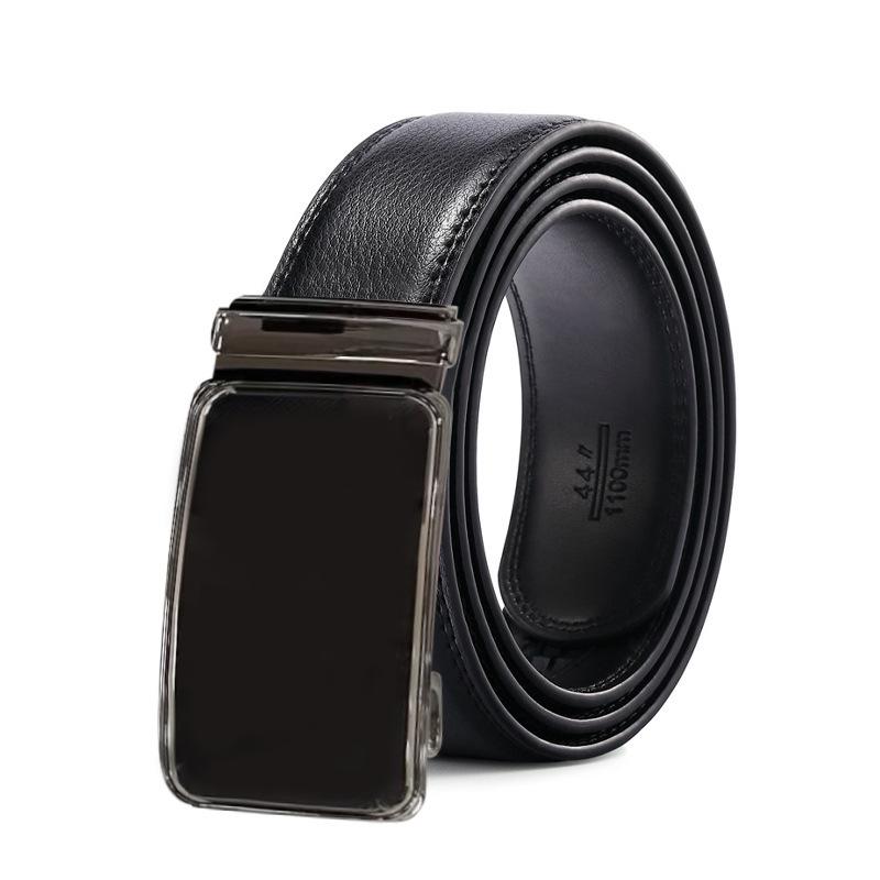 Maßgefertigter Ledergürtel für Herren: Reines Rindsleder, eingraviertes Muster, gedrucktes Logo, automatische Schnalle, Business-Stil