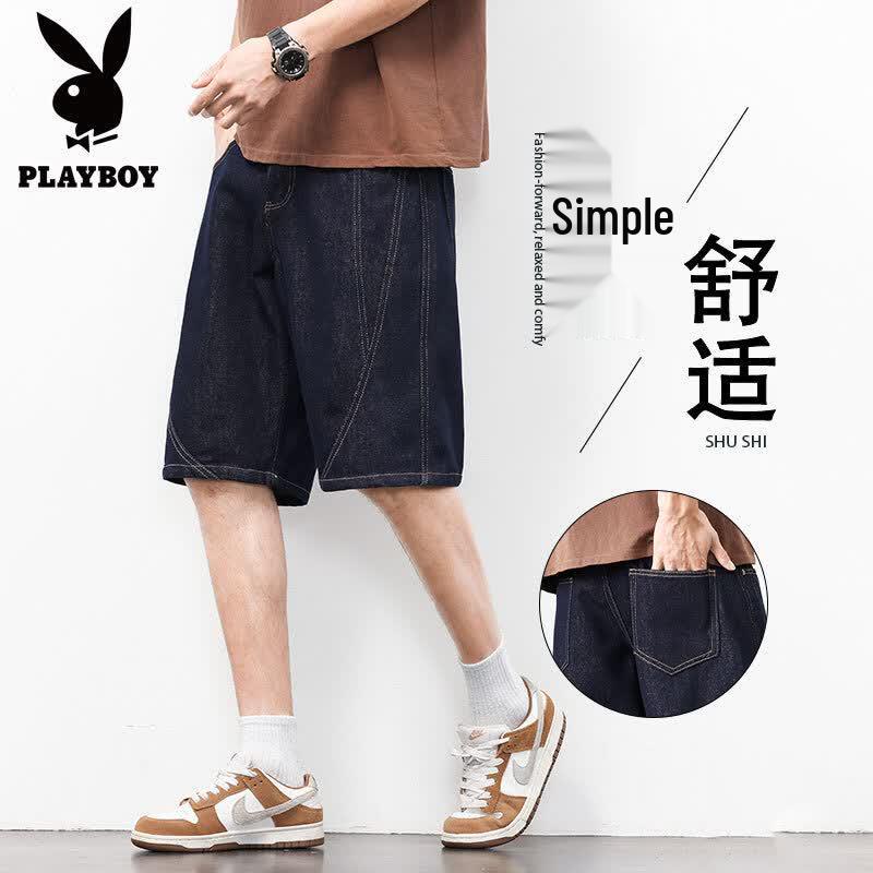 PLAYBOY Men s Washed Straight Fit Denim Shorts 33