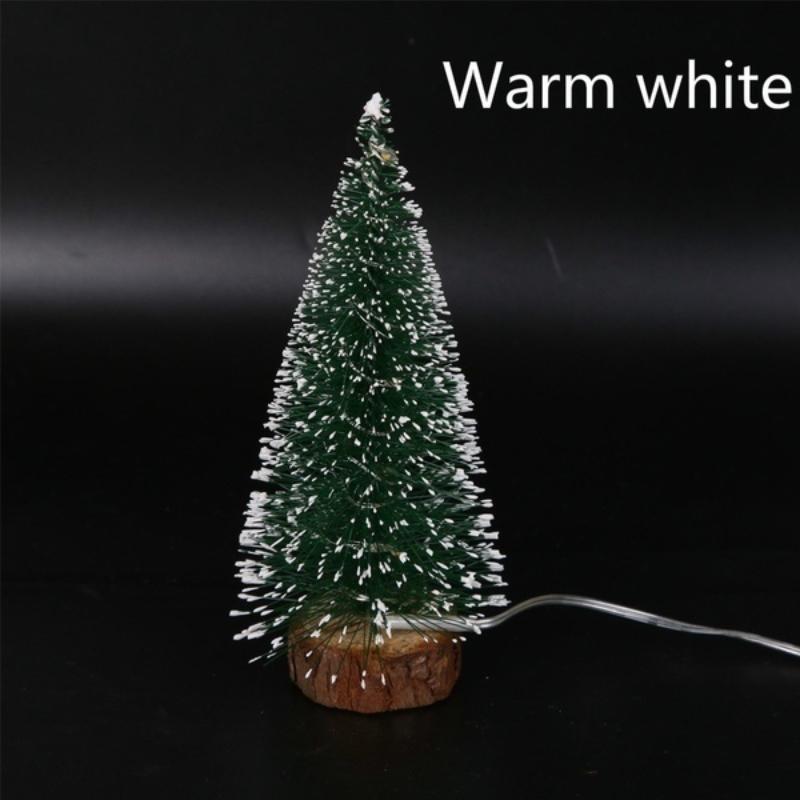 1pc LED Light Mini Artificial Christmas Trees Decorations  Festival Tabletop Miniature Snow Frost Xmas Tree Decor 4Sizes