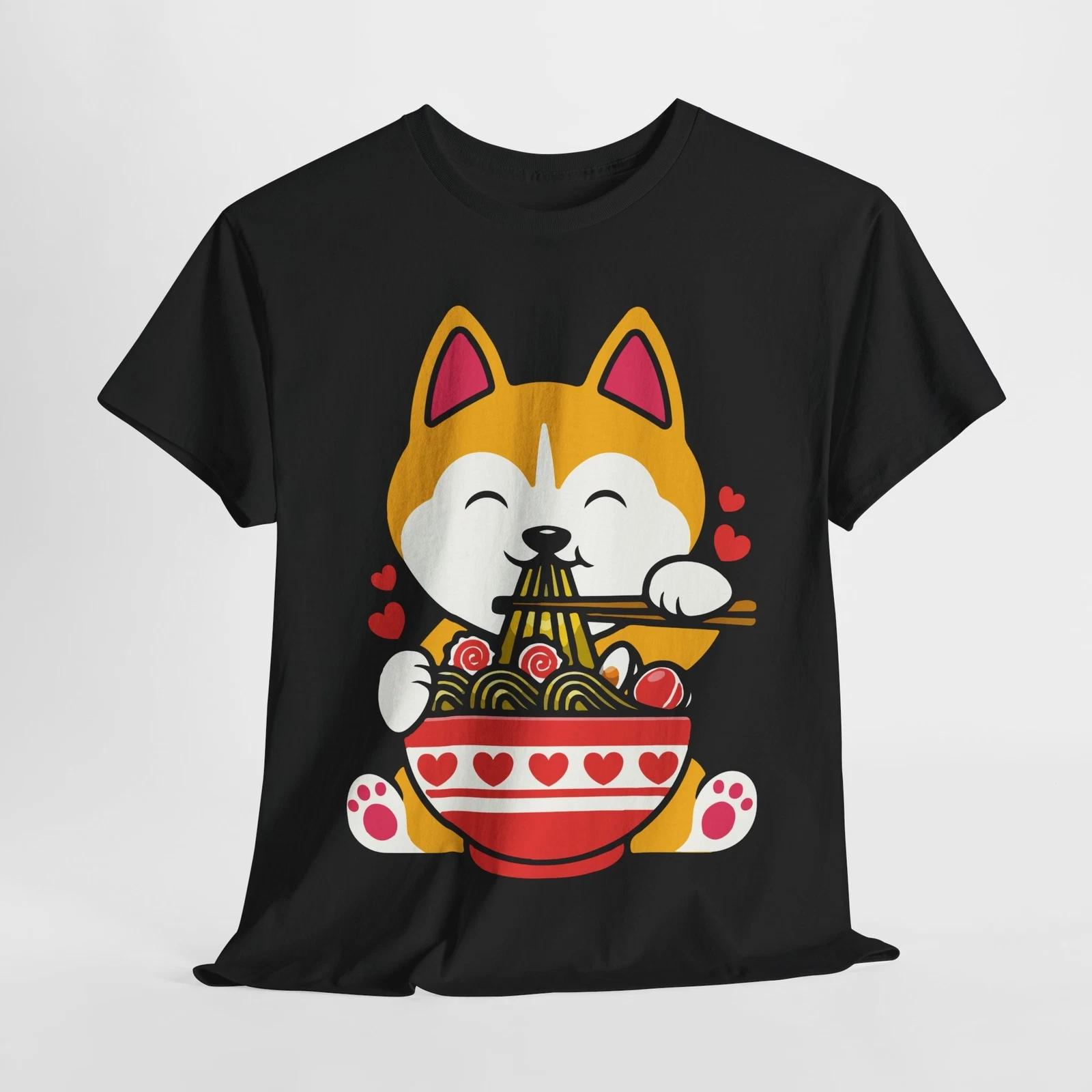 Neko Ramen Cute Ramen Cat Japanese Noodle Funny Anime T-Shirt| Lucky Cat Shirt S