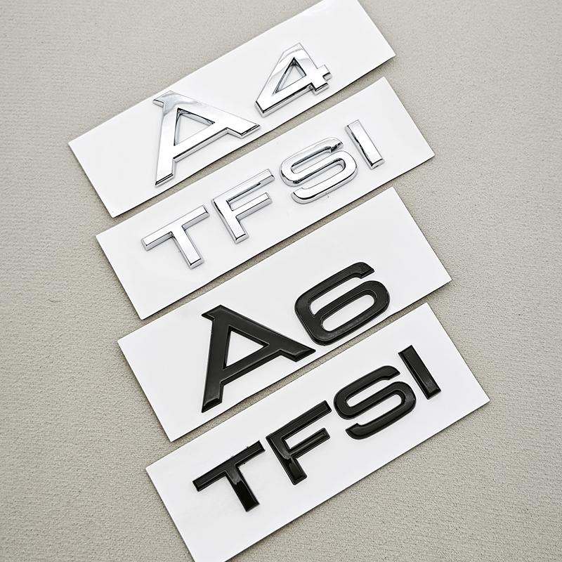 3D ABS Chrome Black Car Letters Logo A4 A5 A6 TFSI Sticker Rear Trunk Badge Emblem Decal For Audi A4 A5 A6 TFSI Auto Accessories