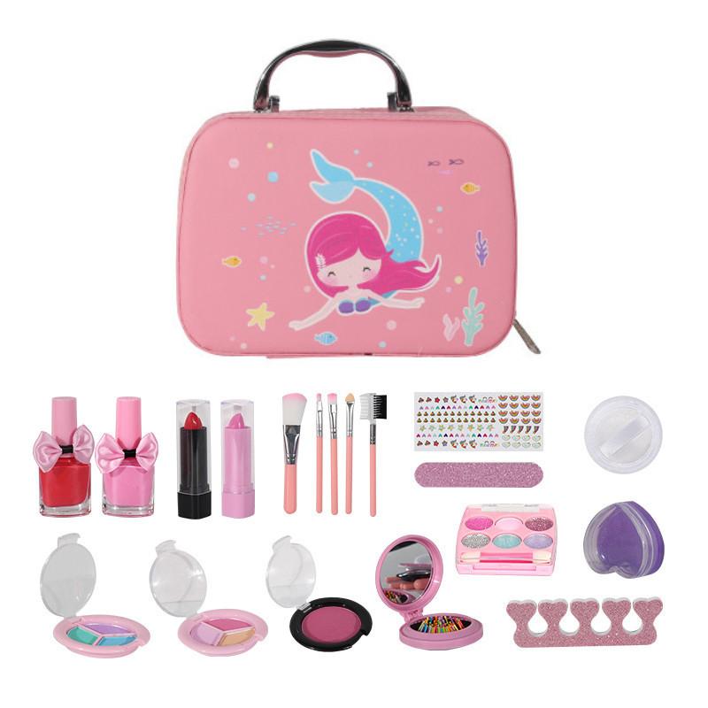 Pattern Mermaid Children Makeup Beauty Handbag With Nail Polish Lipstick Comb