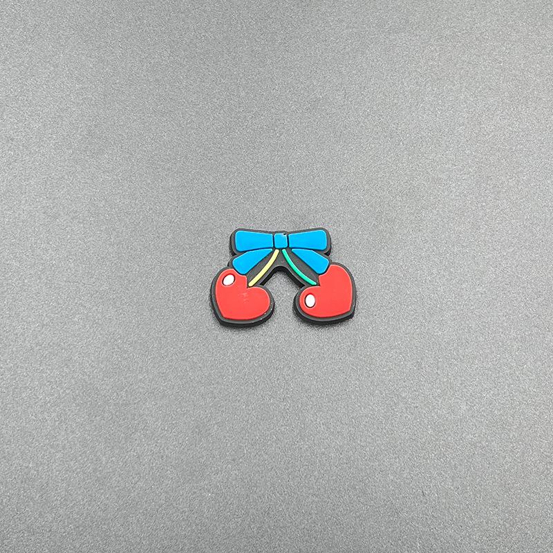 Cherry Hole Cartoon Shoe Buckles: Soft Rubber Red Fruit Series for Kids' DIY Garden Shoes