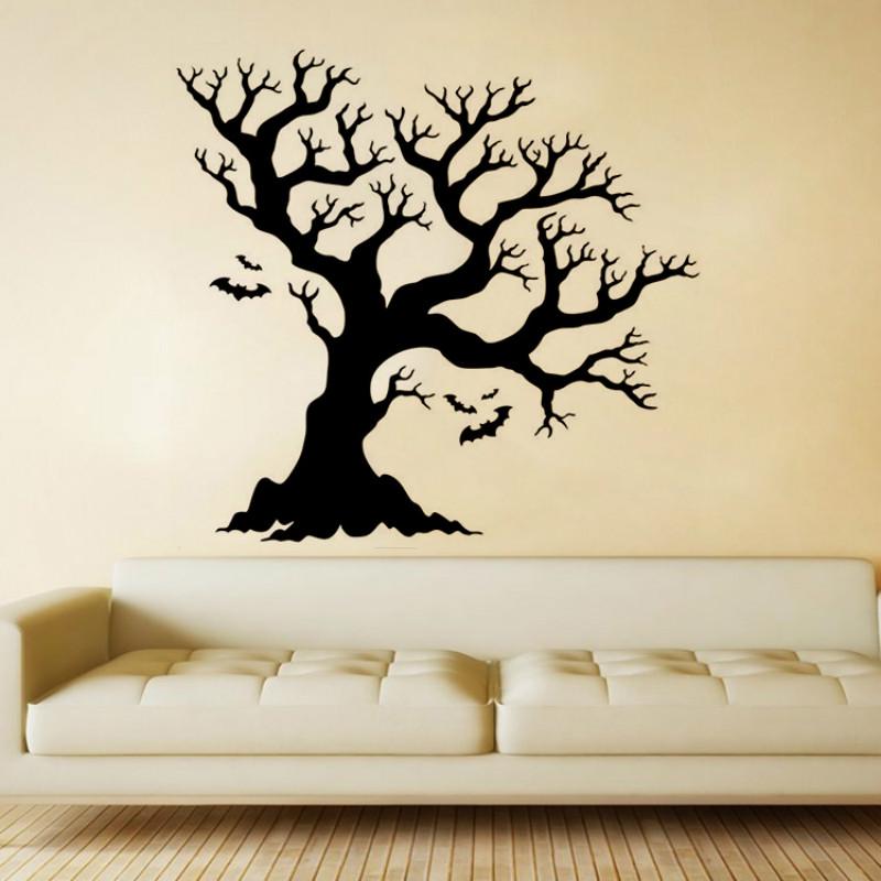 Halloween Creative Bat Big Tree Wall Sticker Background Decorative Stickers