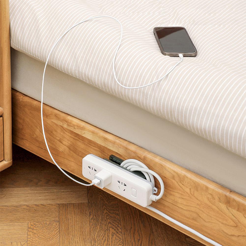 Self-Adhesive Power Stip Holder with Cable Organizer Plug Socket Fixator Wire Winder Wall Table Cable Holder Shelf Rack