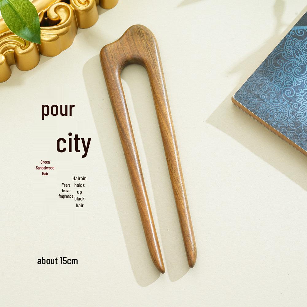 

Handmade Wooden U-Shaped Double Hairpin: Ancient Style Updo Accessory for Hanfu