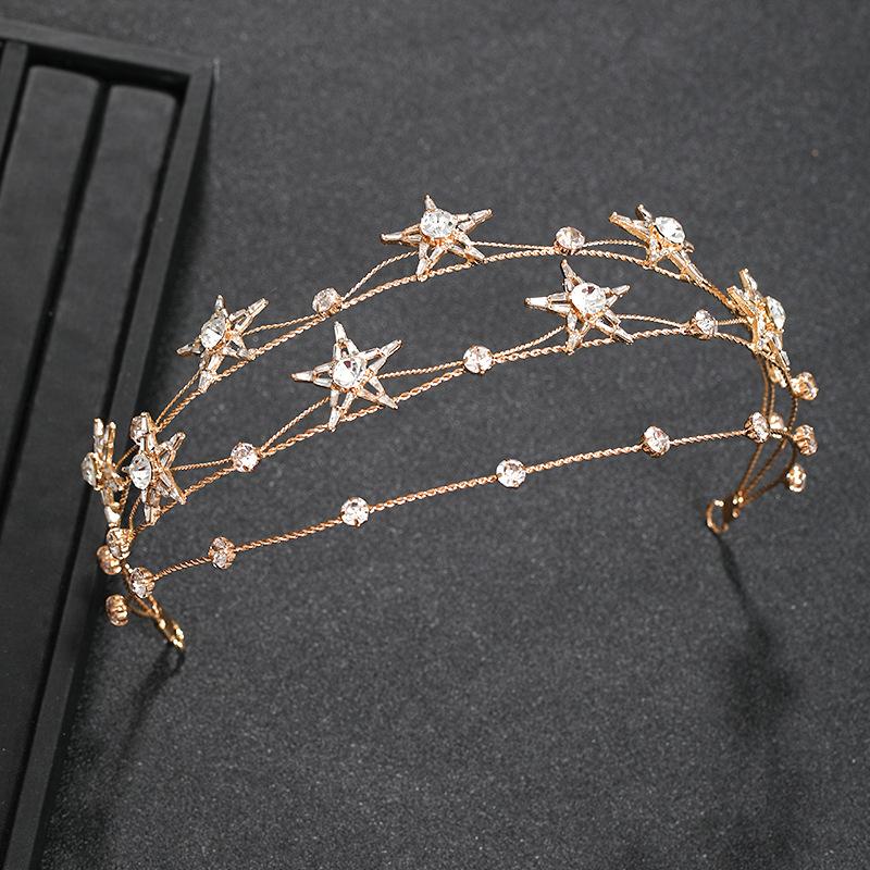 

Модная свадебная тиара для новой девушки, серебряная звезда, кристалл, повязка на голову, свадебные аксессуары для волос, женская бижутерия