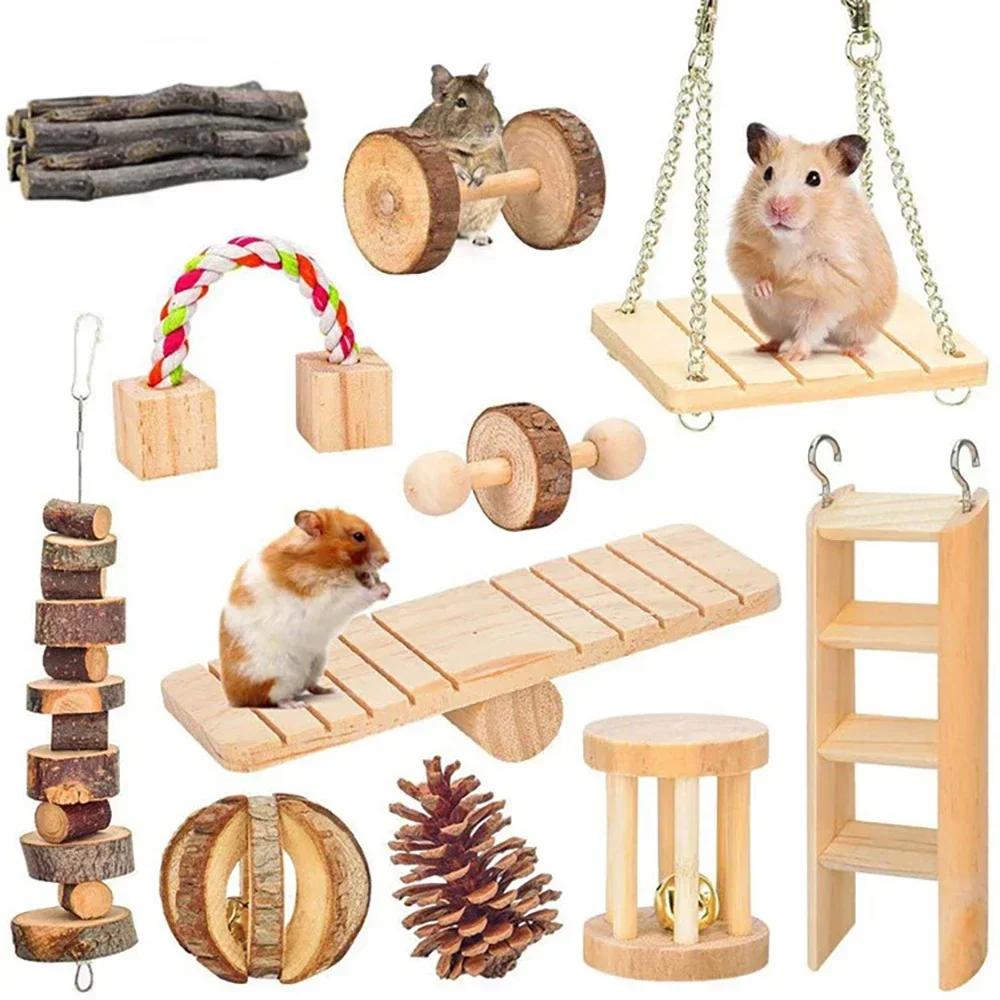 Neue Niedliche Kaninchen Roller Spielzeuge Naturholz Kiefer Hanteln Einrad Glocke Kauspielzeug für Meerschweinchen Ratte Kleintier Backenzähne Zubehör