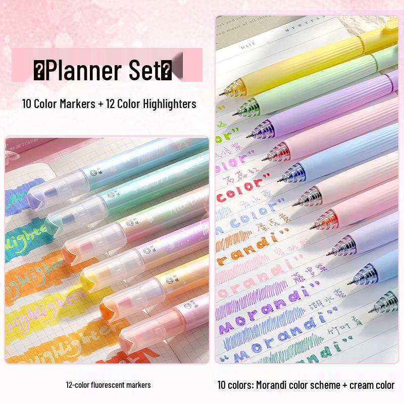 Morandi Series Class 2 Grade 3 Multicolor Click-Action Gel Pens for Note-Taking and Marking