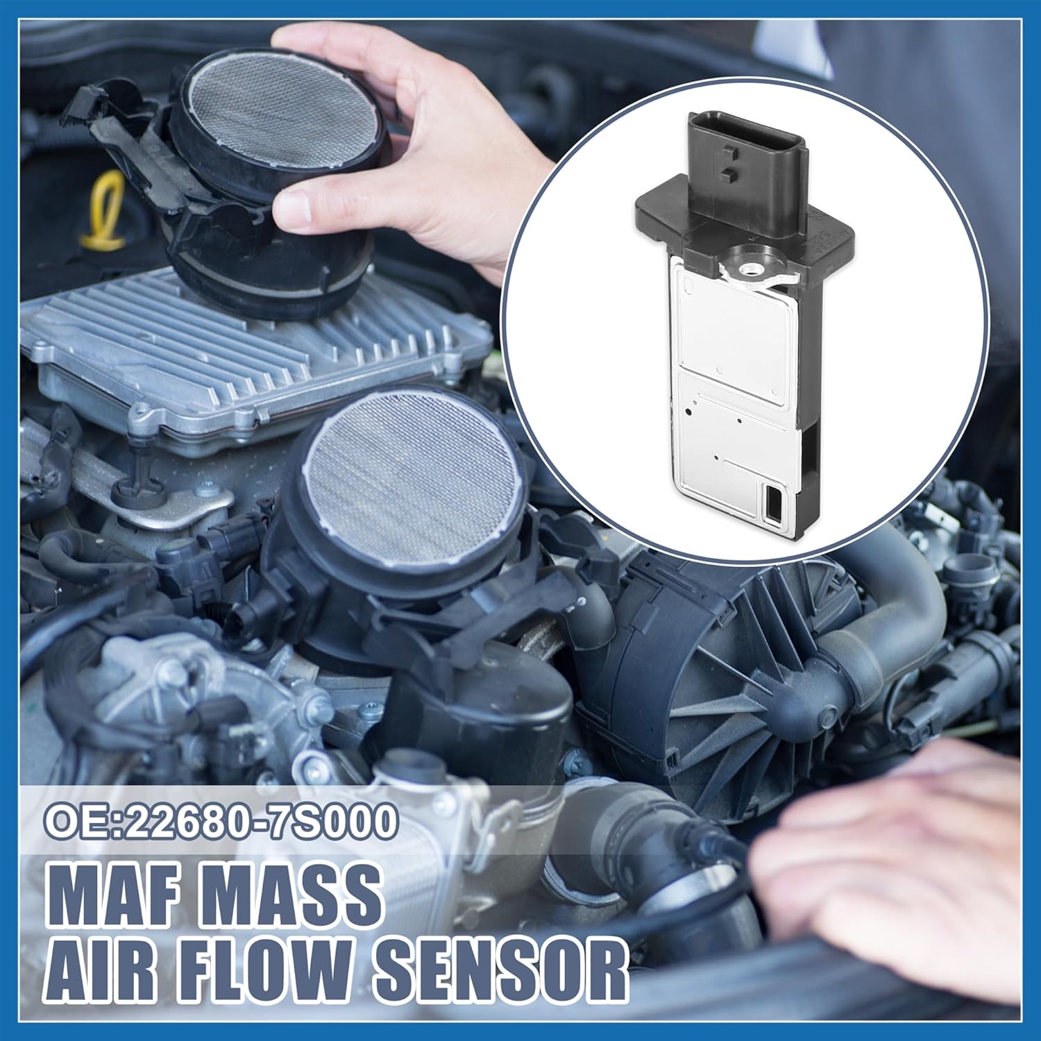 22680-7S000 MAF Mass Air Flow Meter Sensor for Nissan Versa 2007-2012 for Nissan Sentra 2003-2012 for Infiniti G37 2008-2013 Item Replacement