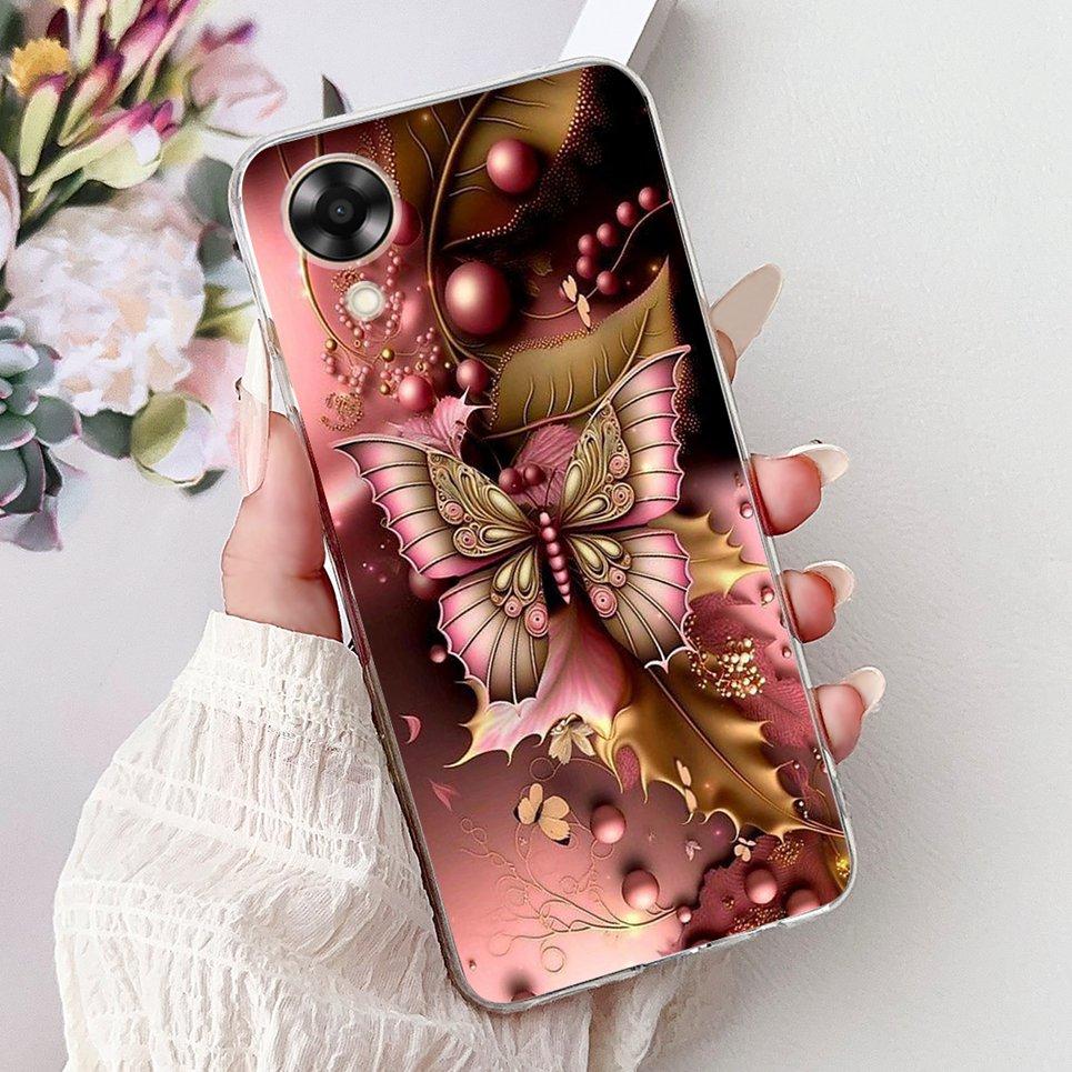 Case For Oppo A17k A17 4G Back Cover Oppo CPH2471 CPH2477 Colorful Butterfly Flower Painting Phone Cases Transparent Soft TPU