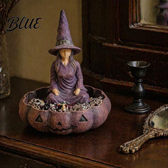 Occult Tabletop Tray Meditating Witch Jewelry Tray Vintage Gothic Resin Decorative Storage Goth Room Decor Dish Mysterious Zen Desktop Organizer for