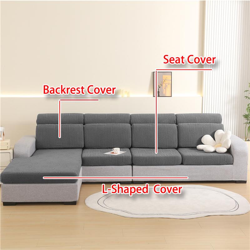 Thick Cushion Cover Wave Pattern Jacquard Sofa Seat Cover for Living Room L-Shaped Corner Sofa Backrest Sofa Protector