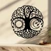 Wrought Iron Tree of Life Wall Art Decor, Round Metal Sculpture for Home Living Room, Unique Gift for Her