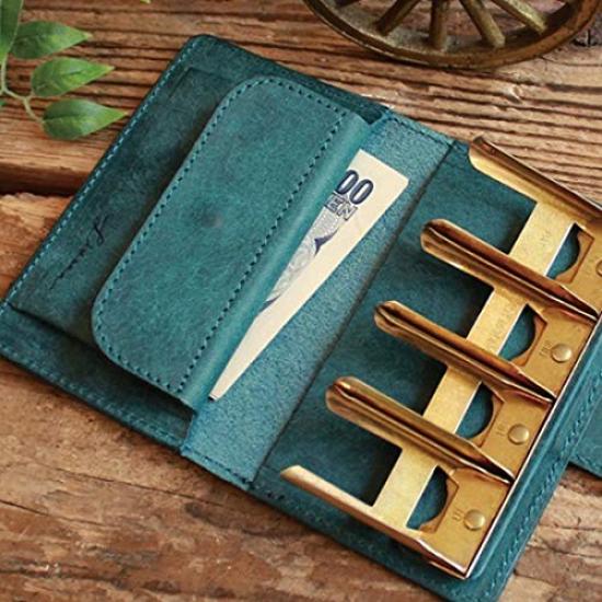 Coin Wallet2 Coin Catcher GOLD Edition LITSTA Coin Wallet Coin Purse with Coin Holder Italian Leather pueblo Blue Green [LITSTA]