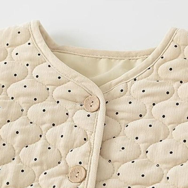 Girls' coat autumn and winter boys and girls baby versatile loose point children's high-quality cotton-padded clothes thickened