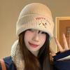 Cute puppy embroidered knitted wool hat women's 2025 new season face small versatile big head circumference hat