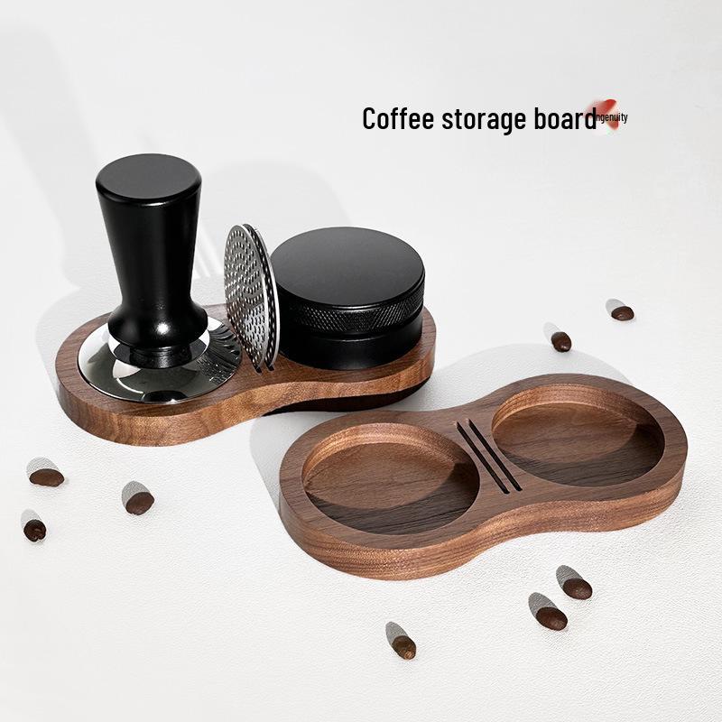Walnut Wood Coffee Tool Organizer: Tamper Holder, Mat, Dosing Funnel, Water Distributor, Screen Storage Board