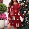 Plus Size Women's Gradient Print Casual Spring/Autumn Pocket Round Neck Long Sleeve Dress