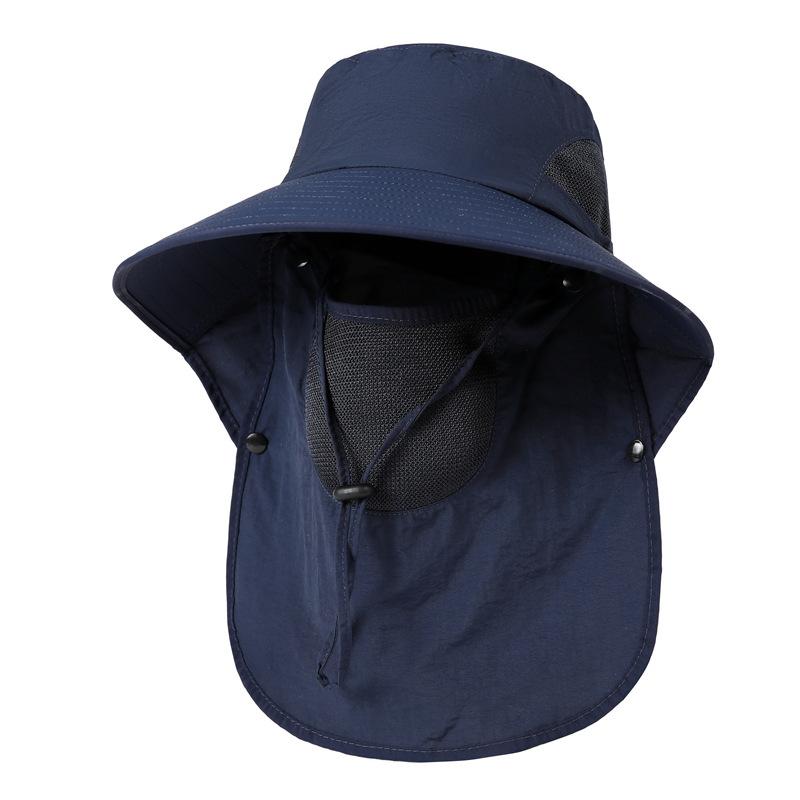 Summer Outdoor Waterproof Breathable Fishing Hat Sun Hat Sunscreen Face Mask Removable Mask Big Eaves Neck Bucket Hat