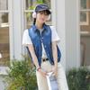 Trendy Korean-Style Blue Distressed Denim Vest for Women