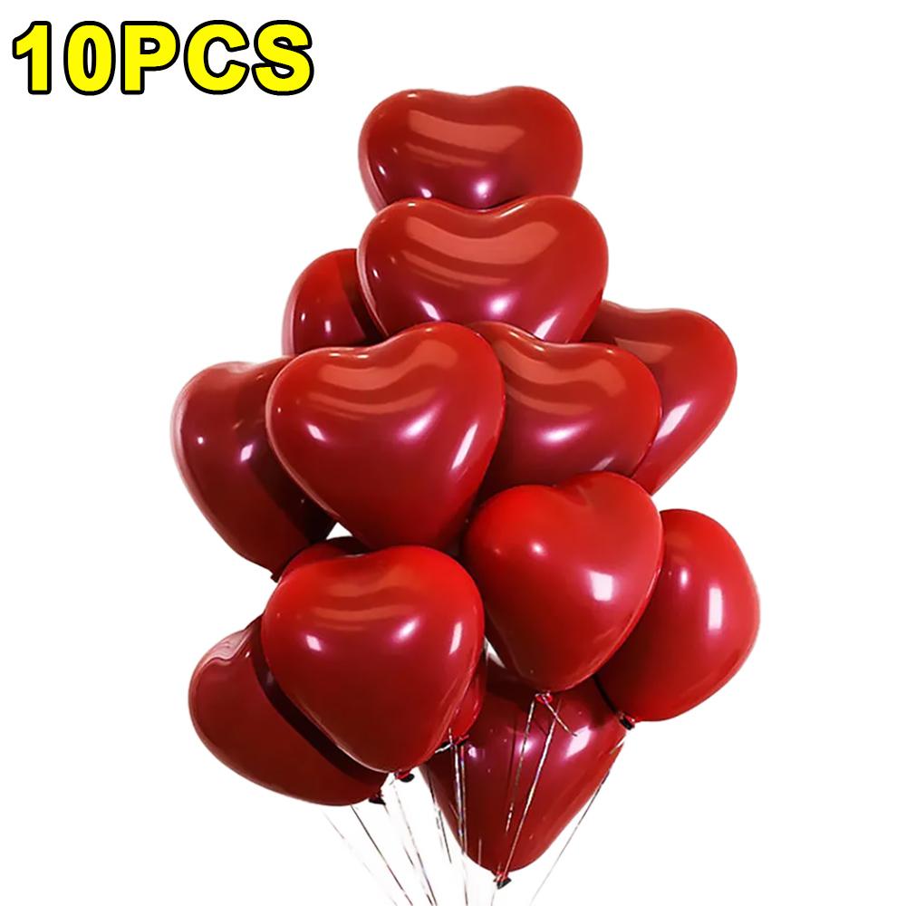 

50/10 шт. фольгированных шаров в форме сердца, красные надувные латексные шары для Дня святого Валентина, свадебных вечеринок, декора, принадлежностей, подарков для детей, игрушек 10inch