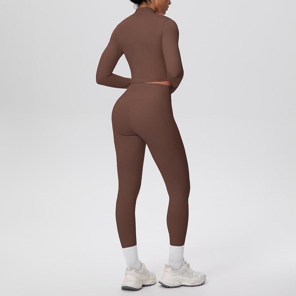 High-Waist Thumb-Hole Zipper Yoga Jacket and Butt-Lifting Leggings Set