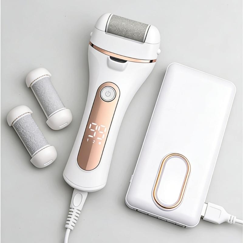 Rechargeable Foot Care Device With 3 Roller Heads And 11 Attachments Professional Pedicure Kit For Smooth And Soft Feet