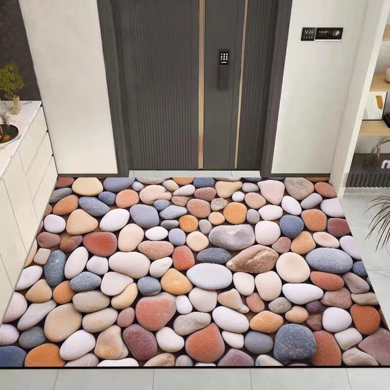 3D Kiesel Badezimmer Bodenmatte Rutschfest Schnelltrocknend Fußmatte Pflegeleicht Türvorleger