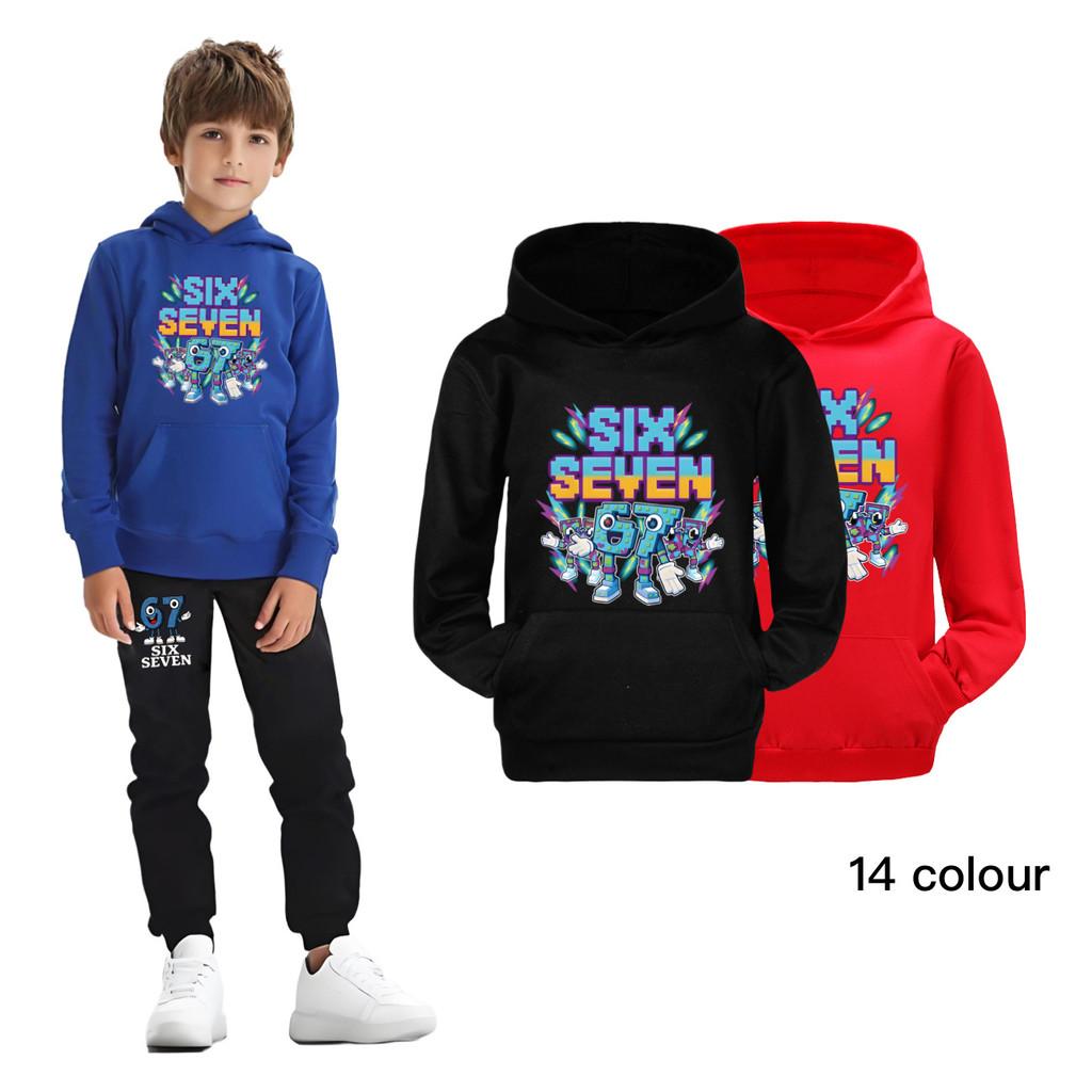 5220 Kinder Jungen Mädchen Steal a Brainrot 67 Six Seven Bedruckter Freizeit-Langarm-Hoodie Top