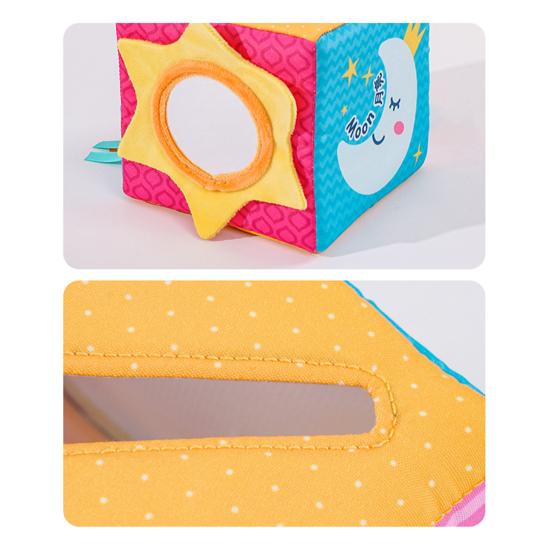 Baby Sensory Tissue Box Toy Crinkle Sound Soft Pull & Play Cube