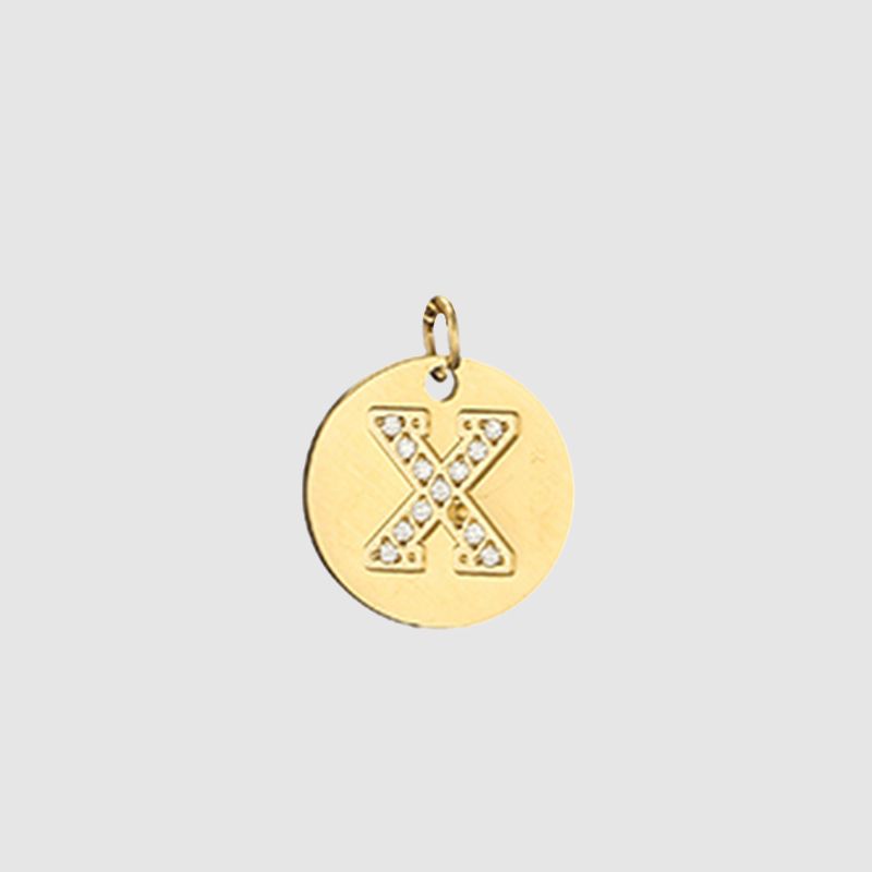 CARLIDANA Classique Minimaliste Alphabet 26 Breloques Lettres en Cristal Collier Pendentif Rond Lettre Acier Inoxydable Collier DIY