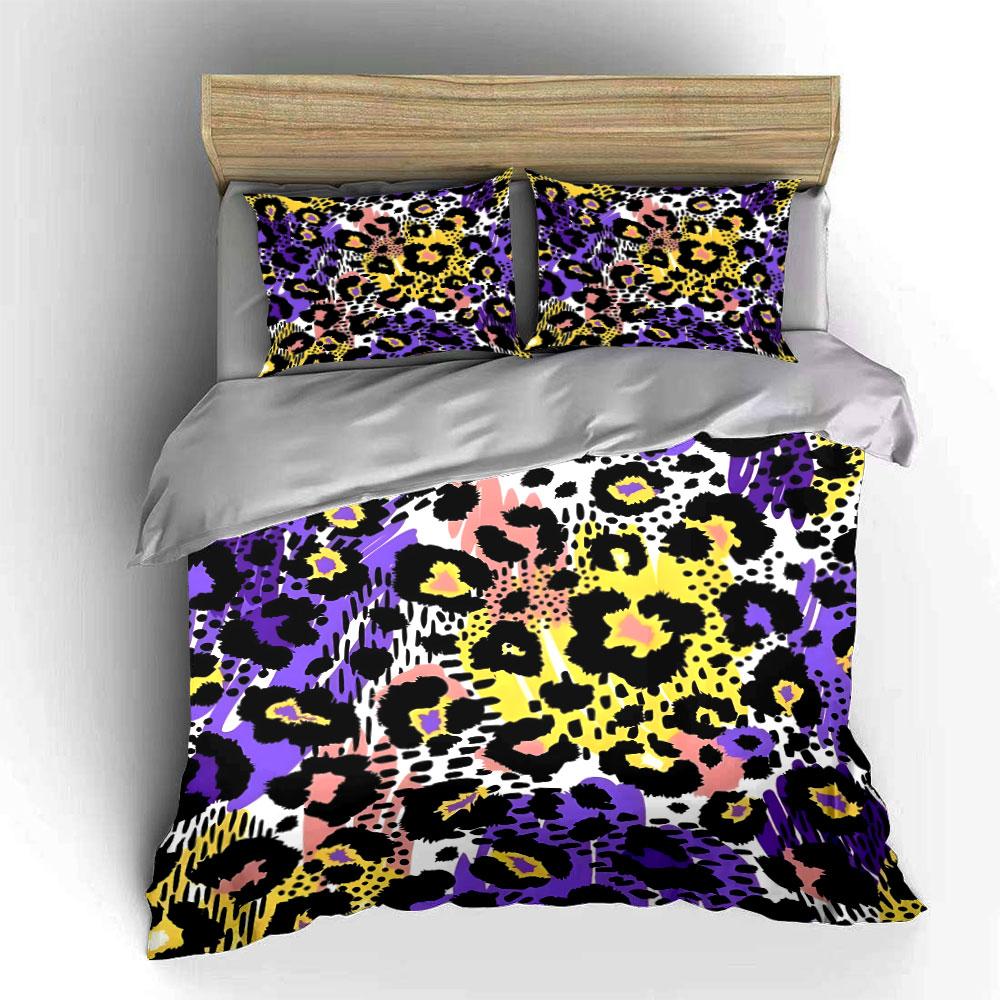 Leopard Print Three-Piece Set, Stylish Decor Exquisite Three-Piece Bedding Set Gift For Kids And Adults EU Twin 135X200cm&set