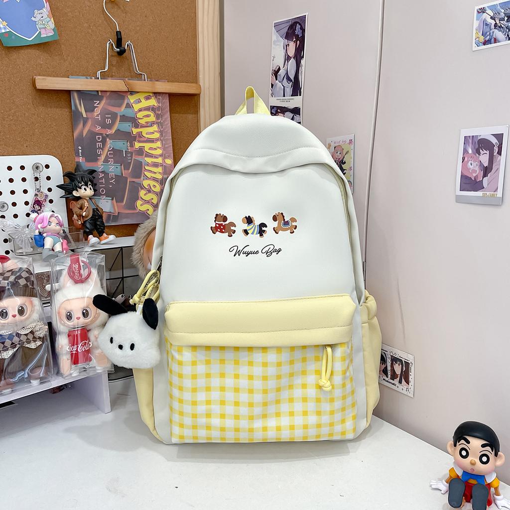 Schoolbag Cute College Schoolbag Female Japanese Ins Plaid Girl Small Fresh Junior High School Backpack Primary and Secondary School Backpack