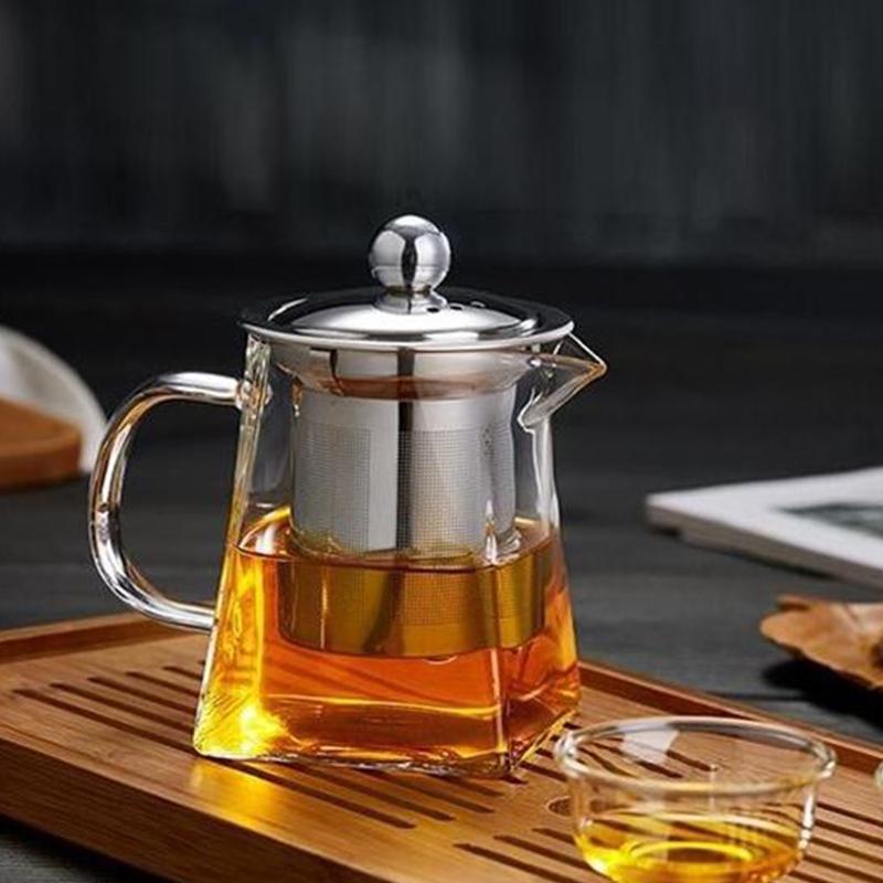 Glass Teapot High Temperature Resistant Thickened Stainless Steel Filter Anti-Scalding Teapot Household Teapot Kung Fu Tea Set