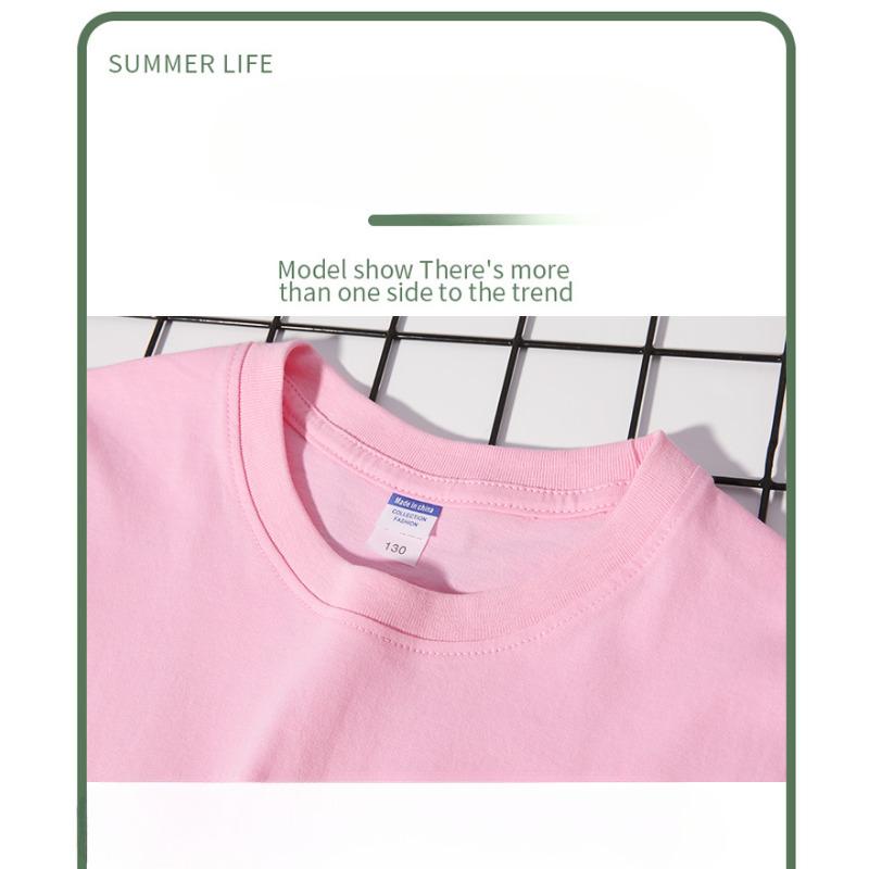 Baumwolle kinder rundhals t-shirt mittleren und großen kinder zuckerwatte farbe halbe hülse