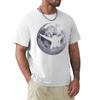 Skydive parachuting design of a skydiver and the moon in the background TShirt Basic Short Sleeve Cotton Blend TShirt