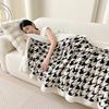 Houndstooth Pattern Spring Autumn Warm Fleece Blanket Cozy Soft Office Naps Sofa Bed Throw Blankets Jacquard Soft Plush Blanket